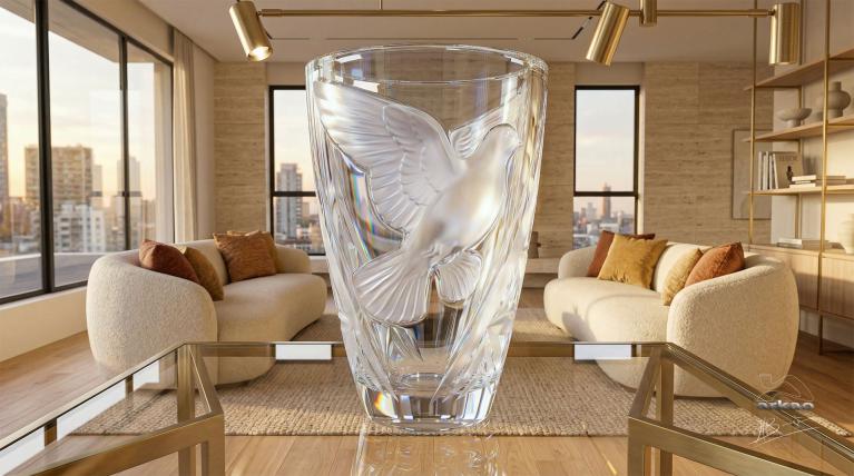 Vase cristal "hommage à Rné Lalique"