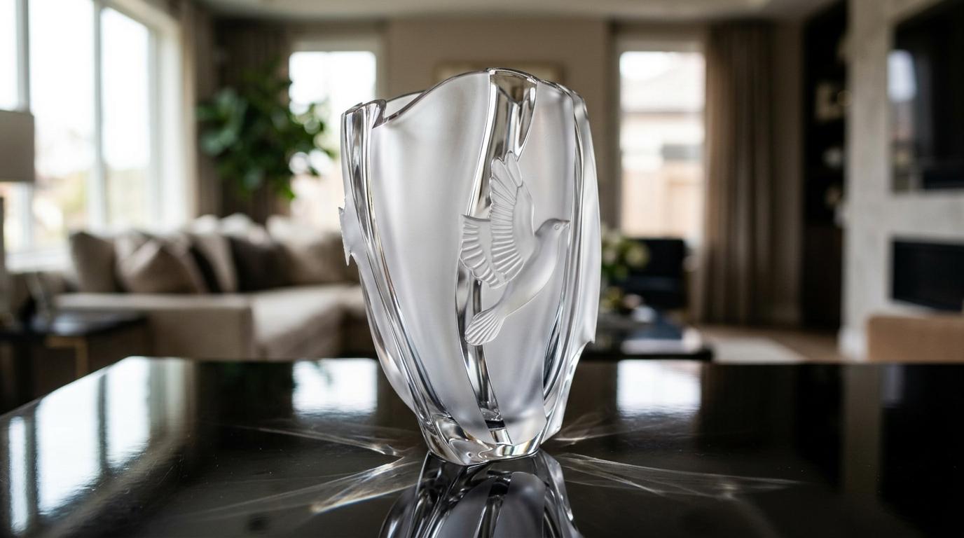Création de vases en cristal hommage à René Lalique et aux métiers des souffleurs de verre et des arts du feu.