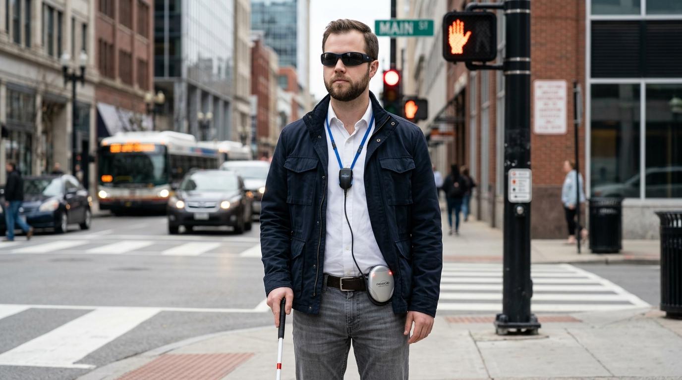 NAVOCAP ANGEO Mobile est un service d’aide à l’orientation spécialement conçu pour les déplacements piétons en ville des personnes aveugles ou malvoyantes.