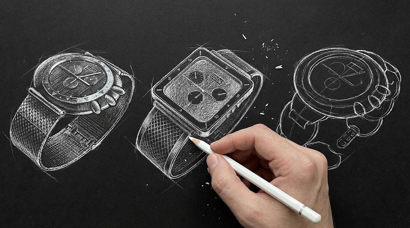 design graphique concept roughs images 3 D logiciels classiques assisté par IA