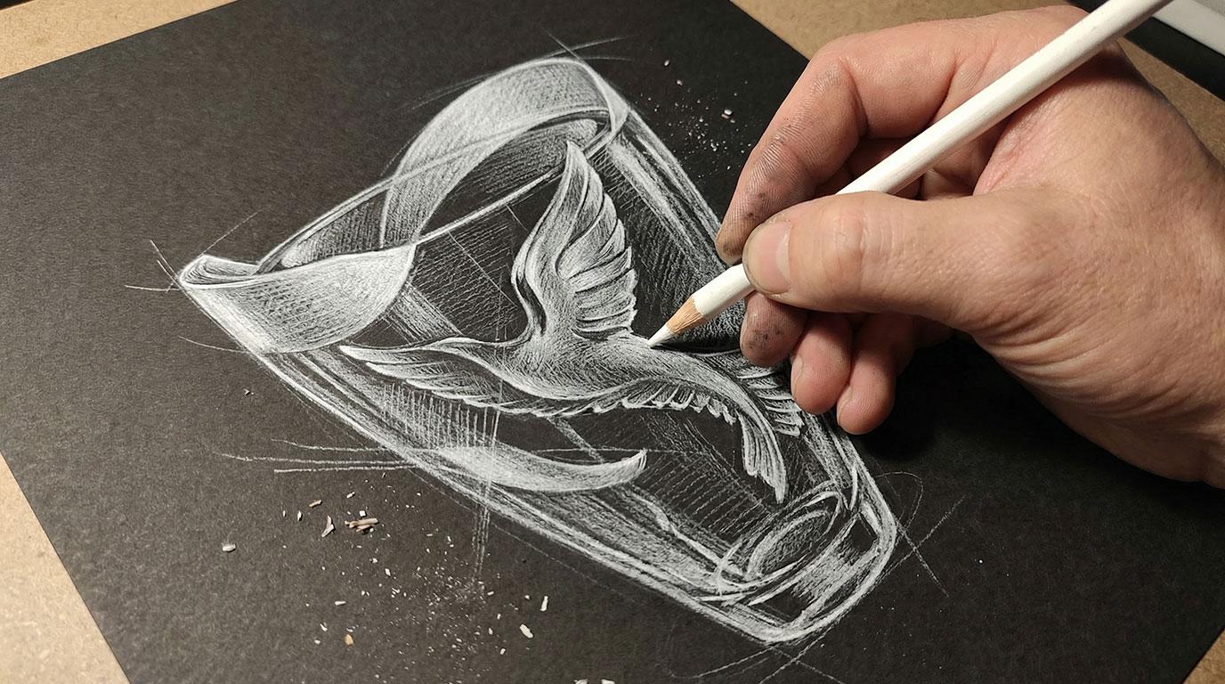 design graphique concept roughs images 3 D logiciels classiques assisté par IA