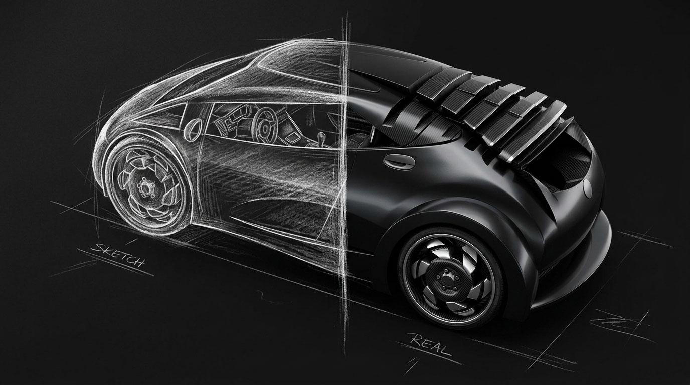 design graphique concept roughs images 3 D logiciels classiques assisté par IA