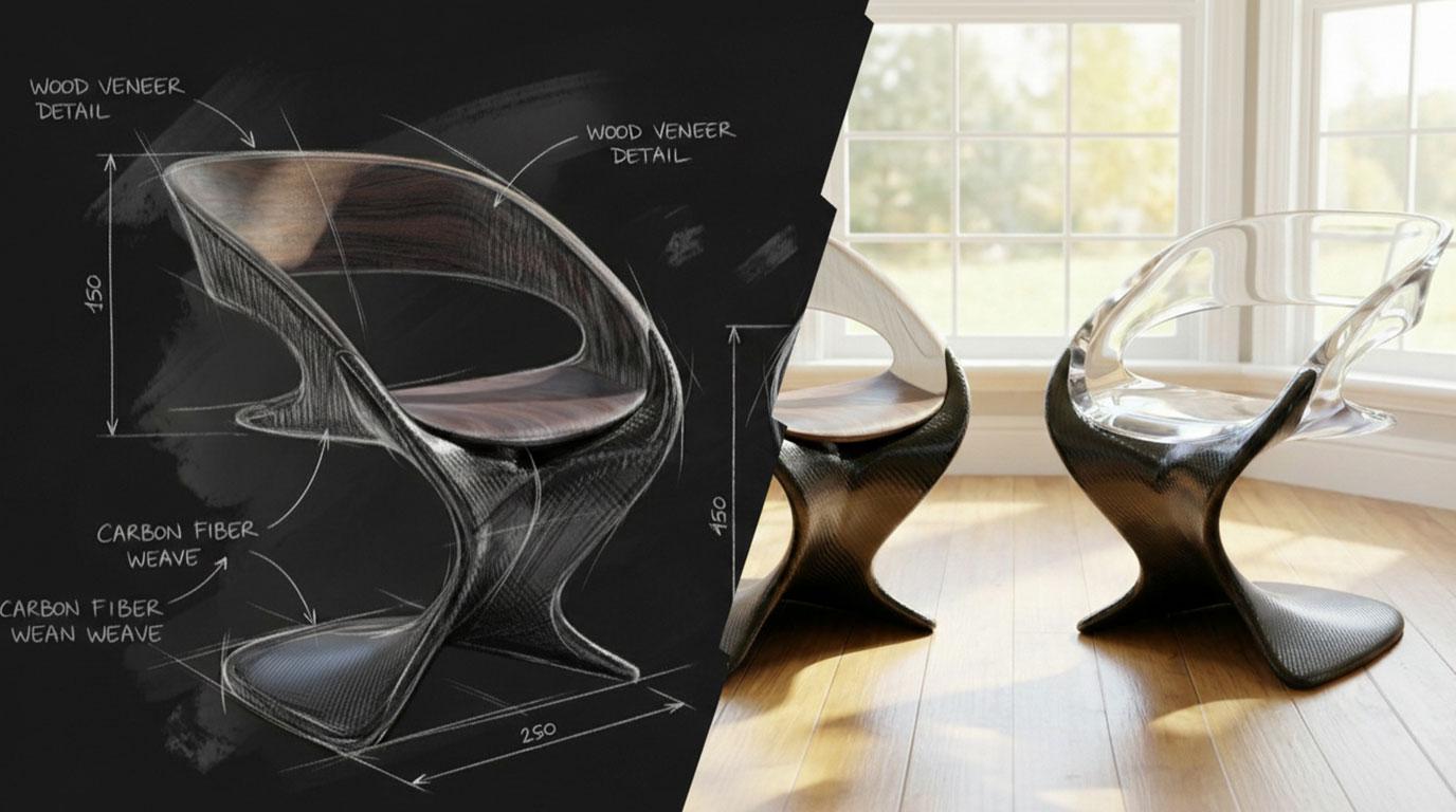 design graphique concept roughs images 3 D logiciels classiques assisté par IA