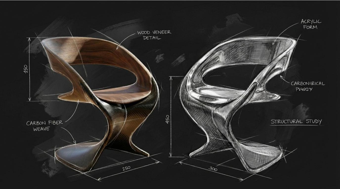 design graphique concept roughs images 3 D logiciels classiques assisté par IA