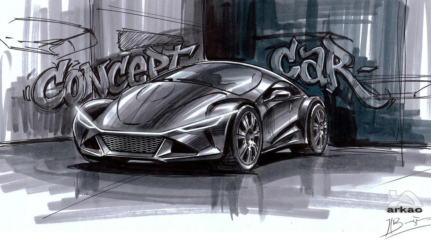 design graphique concept roughs images 3 D logiciels classiques assisté par IA