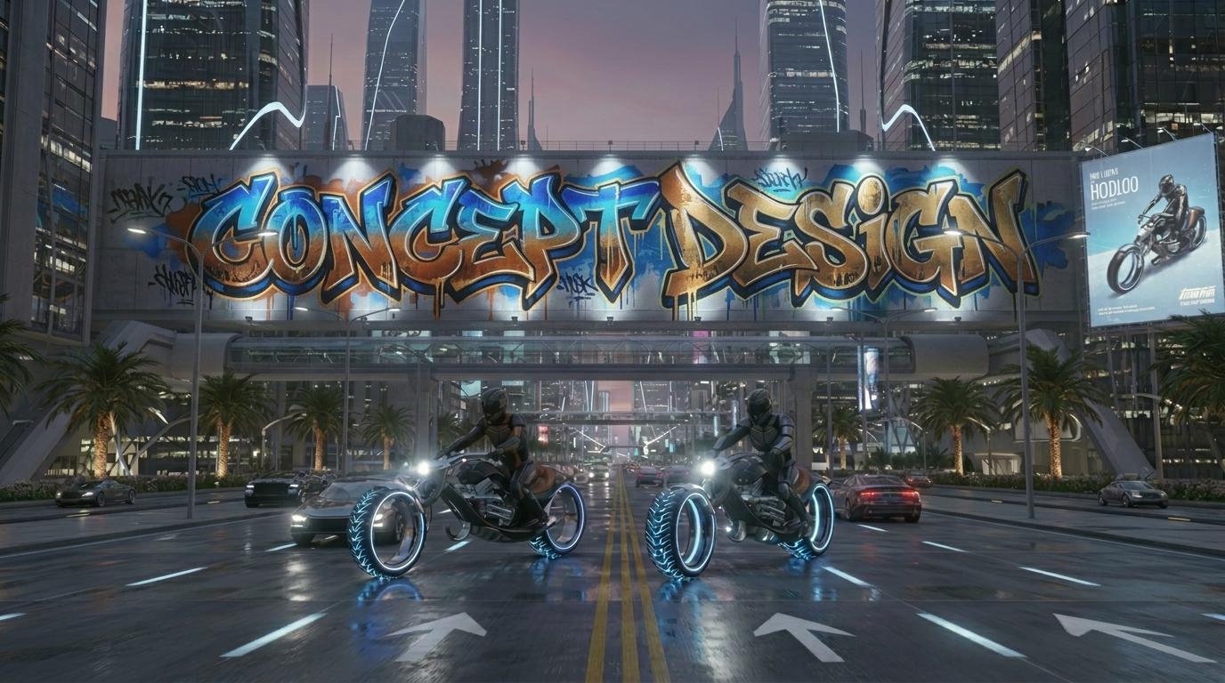 design graphique concept roughs images 3 D logiciels classiques assisté par IA