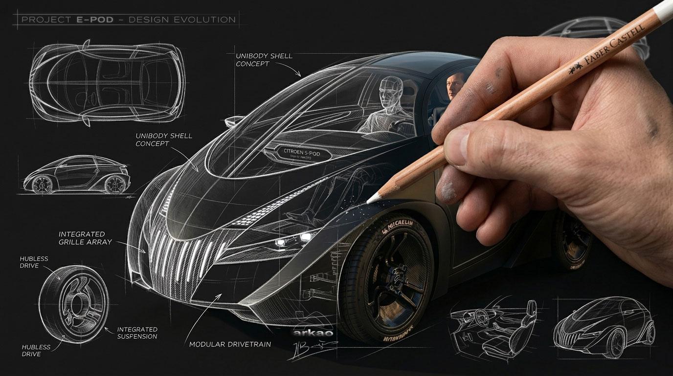 design graphique concept roughs images 3 D logiciels classiques assisté par IA