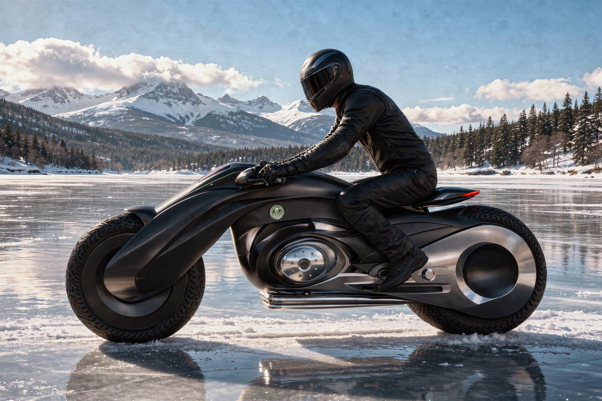 Moto dans les glaces.