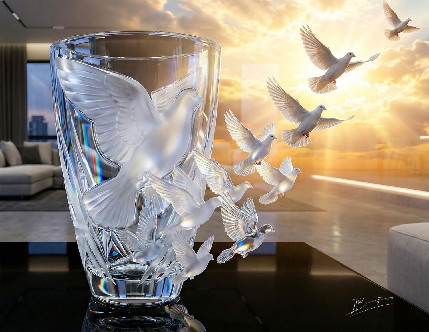 Vase de cristal l'envol.