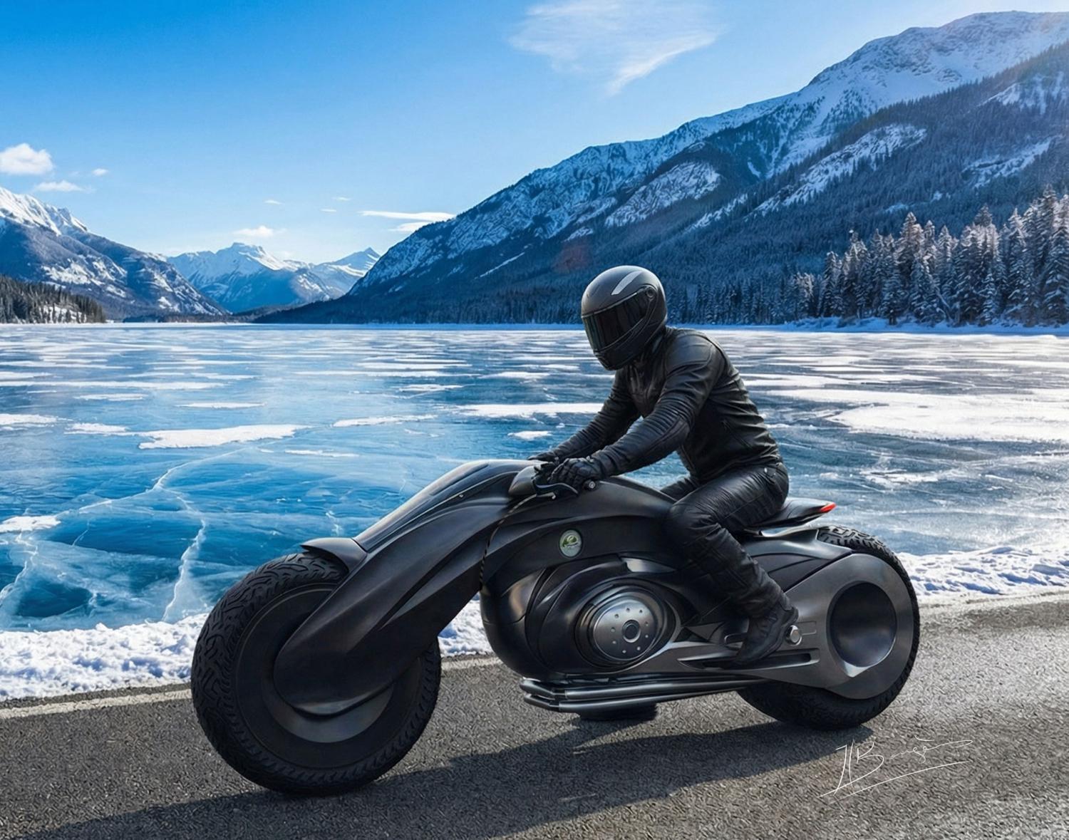 Moto sur la glace.