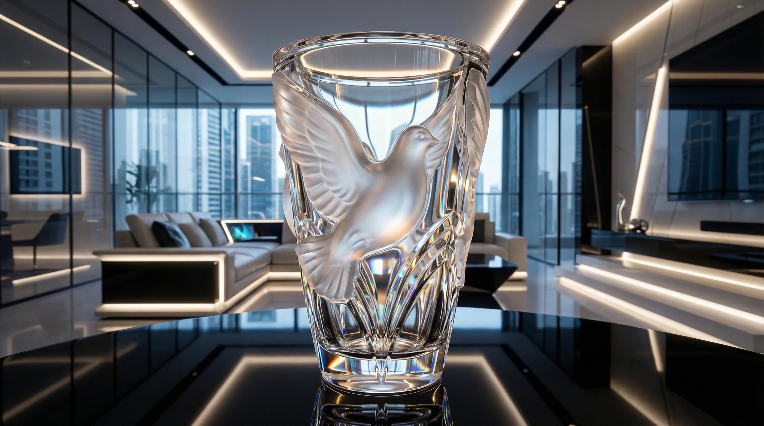 Vase en cristal hommage à R.Lalique.