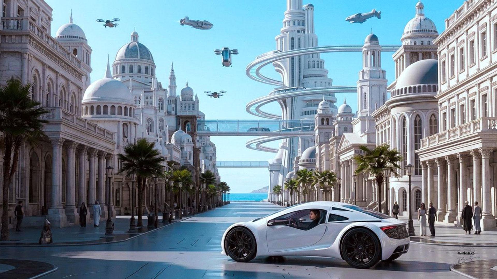 Ville futuriste concept car